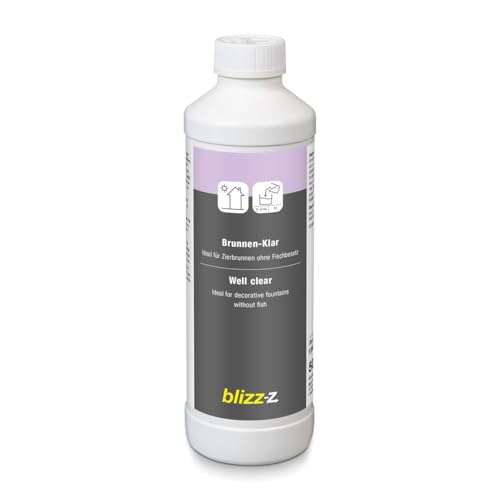 blizz-z Brunnen-Klar (500 ml) | verhindert die Bildung von Kalk, Algen und Bakterien | für Gartenbrunnen, Zierbrunnen innen und außen ohne Fischbesatz | Made in Germany