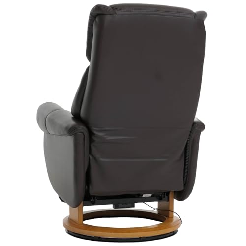 MCA Relaxsessel + Aufstehhilfe HWC-N58, Fernsehsessel Liegesessel Fußstütze Holz Leder - braun, Holz Natur – Bild 8