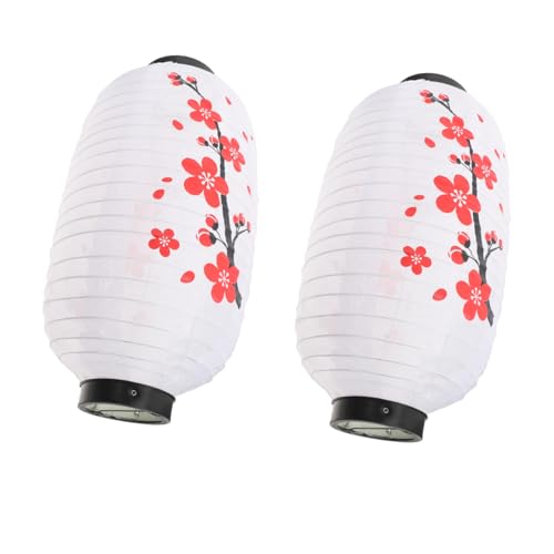 ERINGOGO 2 Piezas Linternas Japonesas Tradicionales de Tela con Flores de Ciruelo de Unidades de Decoración Colgante para Restaurantes de Sushi Bares y Festivos el Hogar