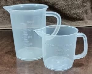 Mitrolia Transparent Measuring Jug 250ml & 500ml Moulded in Polypropylene Plastic with Handle Combo Pack