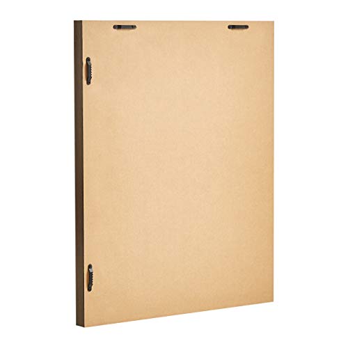 Image of AmazonBasics 1 inchW Double Extendable Tension Curtain Rods with Square Finials Set, 36 inch to 72 inch, Nickel & AmazonBasics Rectangular Wall Mirror 41 x 51 cm - Peaked Trim, Walnut