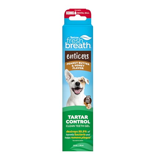 TropiClean Fresh Breath - Dog Toothpaste - Dog Teeth Cleaning Peanut Butter & Honey Flavor - Freshens Breath and Cleans Teeth - 2oz