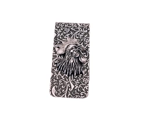 Handmade Oxidized Silver Embossed Rooster Money Clip