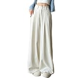 [Ｋａｙｉｙａｓｕ] ワイドパンツ レディース ロングパンツ ストレート 脚長効果 ズボン 夏 ゆったり 体型カバー 薄手 柔らかい ハイウエスト 着痩せ カジュアル 通勤(XL ベージュ)