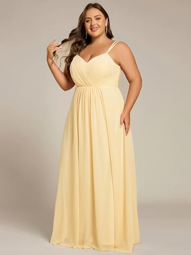 Image of Ever-Pretty Women's Pleated Backless Applique V Neck A Line Chiffon Sleeveless Plus Size Bridesmaid Dresses 01692-DA