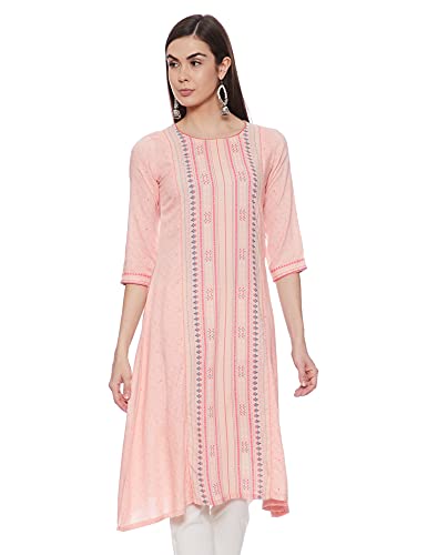 Image of Rangriti Peach Viscose Rayon A Line Kurta