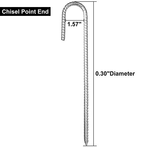 Expery 10Pack 12” Heavy Duty J Hook Ground Stakes, Galvanized Rebar Tent Stakes, Curved Steel Plant Support Garden Stake, Chisel Point End Stakes For Camping Tent, Swing Sets, Fence Stakes #TOP1