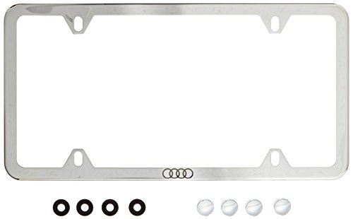 Genuine Audi ZAW071801B Slimline License Plate Frame with Audi Ring