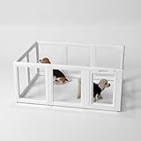 LoveTail Clear Acrylic Dog & Cat Playpen - Indoor, Easy to Install, 23.6" H, 10 Pieces (White)