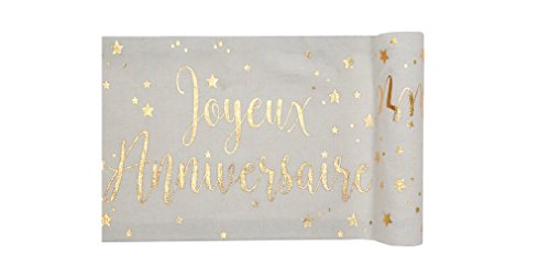 Chemin de table anniversaire blanc et or (x1) REF/5668