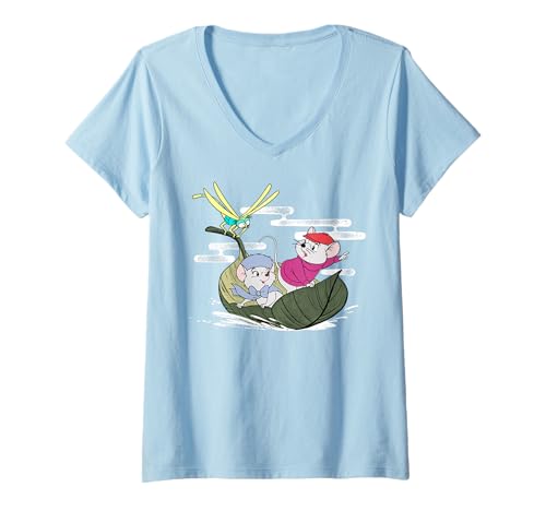 Disney The Rescuers Bernard Bianca Leaf Boat T-Shirt avec Col en V
