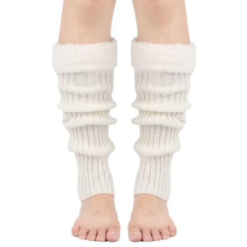 Image of Winter Leg Warmers for Women and Girls Warm Knitted Socks Knitted Wool Crochet Long Boot Socks New Year's Day Socks Christmas Socks