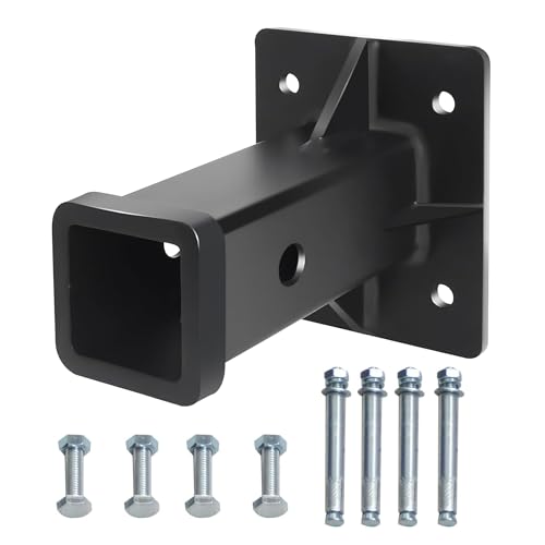 Aurogsky Bolt On Receiver Hitch Wall Mount 2 Receiver Opening Hitch Tube Lock Heavy Duty Towever Hitch Extender for Skid Steer Mounting Plate Bumper Trailer Tractor Mowers