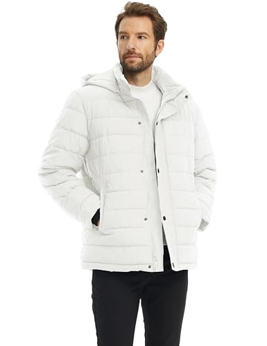 Image of wantdo Men's Quilted Puffer Jacket Hooded Winter Jacket Warm Puffer Coat | Detachable Hood,10000mm Waterproof Rating,Keep dry in light rain and snow,Recycled fabric,3 Pockets including 1 inner pocket