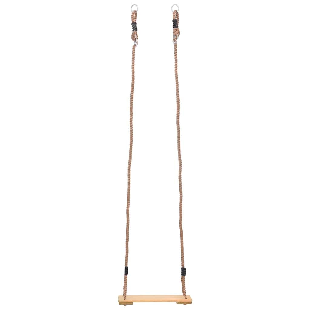 Columpio de madera de pino maciza, cuerda ajustable de 200 cm, soporta hasta 100 kg, columpio de madera resistente a la intemperie para jardín y parque infantil