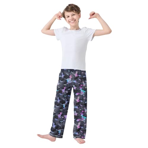 ZZXXB Galaxy Witch Boys Long Pants Soft Trousers Elastic Waist Kids Lounge Bottoms with Pockets S-XL2