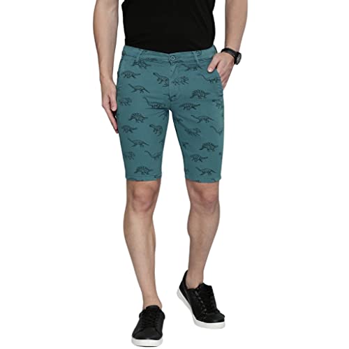The Indian Garage Co Men Slim Fit Solid Mid-Rise Chino Shorts Teal