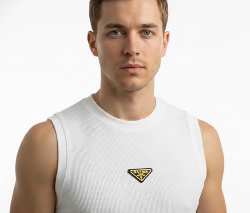 Image of Men's Sandow Sleeveless Vest - Slim Fit Ribbed Cotton Blend Tank Top - Lightweight Crew Neck Gym Workout Undershirt for Summer