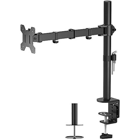BONTEC Single Monitor Arm Desk Mount for 13-32 inch LCD LED PC Computer Screens TV, Ergonomic Height adjustable Tilt Swivel Rotation Monitor Arm Bracket up to 10kg, VESA Dimensions: 75x75-100x100mm Cover