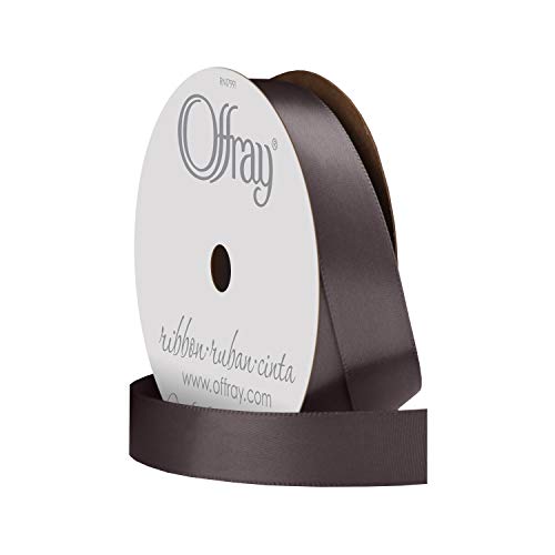 Image of Berwick Offray 475942 5 /8 inch Wide Single Face Satin Ribbon, Pewter Gray, 6 Yds