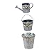 SOLUSTRE 3 pezzi Secchielli Vintage in per Fiori Contenitori Decorativi per Giardino e Casa Vasi Multifunzionali in Retrò in Bianco e Beige immagine