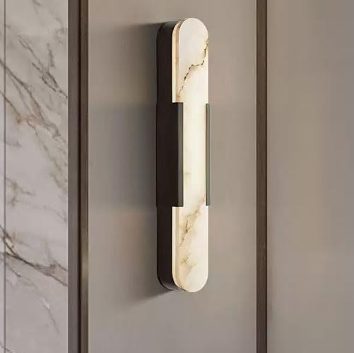 LTTKLMP 19.7" Natural Alabaster Wall Sconce Modern Brass Bedroom Bedside Marble Wall Lamp for Bathroom Indoor 7W LED Mirror Wall Light Vanity Light Fixtures Perfect for Hallway Living Room 3000K