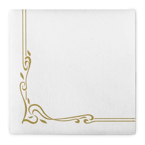 Mank Airlaid Servietten 40 x 40 cm, perfekt für Gastronomie und Feiern, stoffähnlich und saugstark, Hochzeitservietten 50 Stück, Colour Line (Gold)