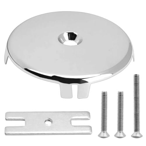 Single-Hole Bathtub Overflow Drain Cover with 3 Screws and Universal Adapter, Chrome-Plated Finish...