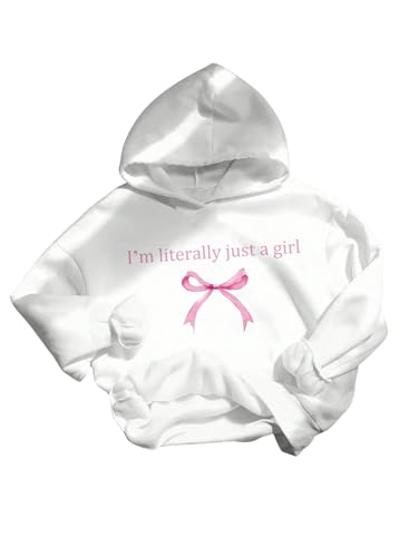 GORGLITTER Girl's Bow Hoodies Cute Oversized Drop Shoulder Long Sleeve Sweatshirts Trendy