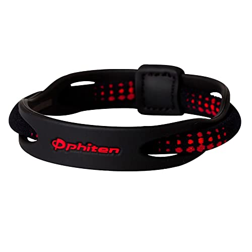 Phiten X50 Hybrid Titanium Bracelet - Sport Bracelet Permeated with X50 Aqua-Titanium Technology for Alternative Healing - Power Elastomer Zone with Micro Titanium Spheres - Black/Red,7.5 Inch,LF0001C