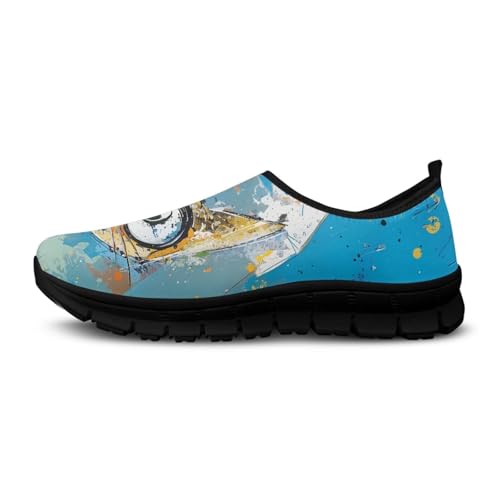 Women's Art Pattern Slip-On Sneakers Casual Low-Top Loafers Flat Shoes Lightweight Soft Shoes Non-Slip Workout Travel Shoes US Size 5.5-11.54