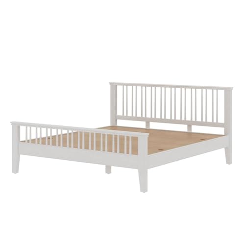 Image of Wakefit Bed | King (78 X 72) Solid Wood Bed Without Storage, 3 Year Warranty | - Kairavi - White Matt