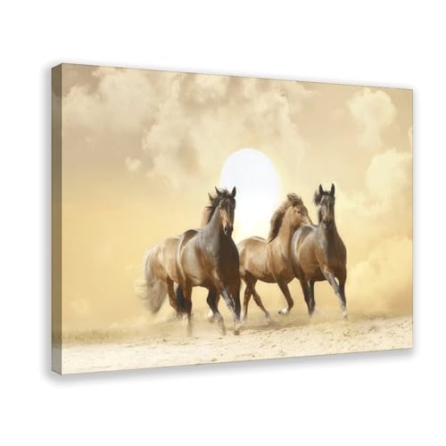 Toile de chevaux au coucher du soleil pour créer un salon chaleureux