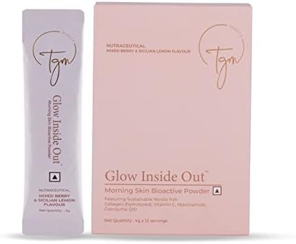 TGM Beauty Nordic Marine Collagen Peptides with Coenzyme Q10 Niacinamide Vitamin C - Promotes Healthier Brighter Skin - Mixed Berries and Sicilian Lemon Flavor Non-GMO Sugar-Free - 12 Sachets Pack