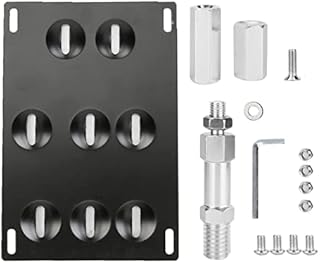 License Plate Mount Bracket, Front Bumper Tow Hook License Plate Relocator Holder Adjustable License Plate Bracket with 8 Hole Design Angle Adjustable No Drill Installation Universal Fit