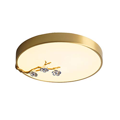 Plafonnier rond LED avec lumière tricolore et lustre moderne en laiton brossé