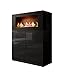 Muebles Bonitos | Aparador Moderno con Chimenea Erica | Ancho 90 cm x Alto 112 cm x Profundo 40 cm | Mueble de Melamina Brillo y Mate | Color Negro