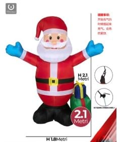 NLIGHTING Gonflable Père Noël lumineux 2,10 x 1 m, pour décorer avec joie votre Noël