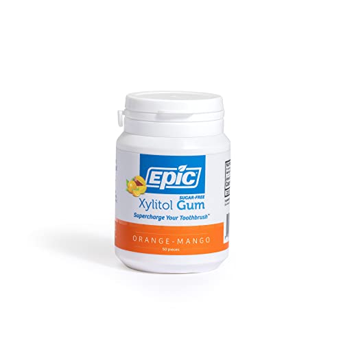Epic Xylitol Chewing Gum - Sugar Free & Aspartame Free Chewing Gum Sweetened W/ Xylitol For Dry Mouth & Gum Health (Assorted, 50-Piece Bottle, 3 Bottles) #TOP4
