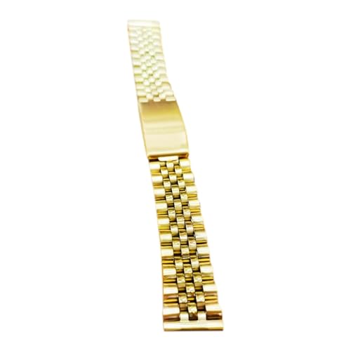 Image of LUBA Jubilee Watch Strap, Stainless Steel Bracelet, Double Lock Buckle, Screw Link Design (Gold, 20MM)