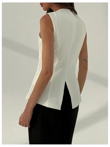 GORGLITTER Women's Dressy Blazers Vest Button Down Sleeveless Business Office Vest Jacket3