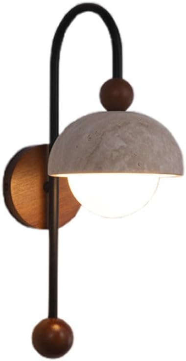 Modern Wall Sconce Retro Milk Glass Wall Light for Bedroom Dome Shape Natural Stone Wall Mount Lamp for Kitchen Island Japanese White Vintage Light Fixture for Kids Room Hallway Bar