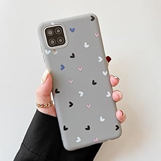 DEFBSC Heart Case For Samsung Galaxy A12 / M12, Cute Love-Heart Pattern Phone Case Ultra Slim Soft TPU Bumper Protective Back Cover for Samsung Galaxy A12 / M12 - Grey