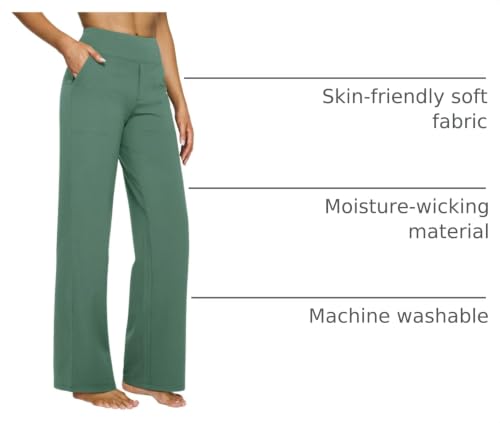 Image of G4Free EverGoing Yoga Pants Women Wide Leg Pants with Pockets High Waist Stretch Dress Casual Sweatpants Petite /Regular /Tall