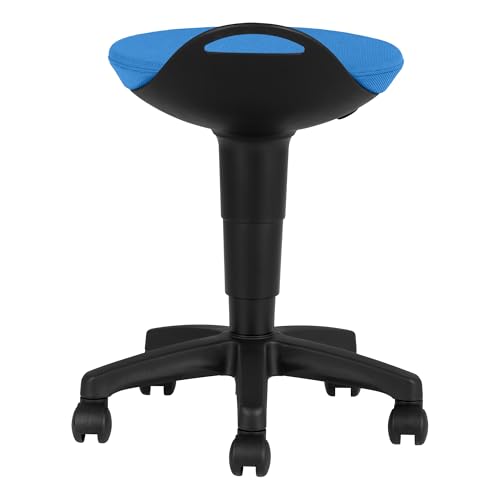 Image of Rolling Adjustable-Height Padded Stool - Brilliant Blue