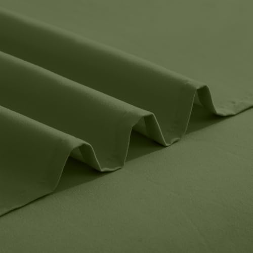 Image of Elegant Comfort Luxurious 1500 Premium Hotel Quality Microfiber Three Line Embroidered Softest 5-Piece Bed Sheet Set, Wrinkle and Fade Resistant, Split King, Green
