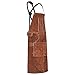 VEVOR Leather Welding Work Apron, Heavy Duty Cowhide Flame Resistant Welding Apron, Heat-Resistant Blacksmith Welder Aprons with 6 Tool Pockets for Woodworking, Gardening, BBQ