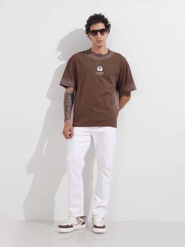 Image of The Indian Garage Co Men Slim Fit Mid-Rise Jeans (White 34)