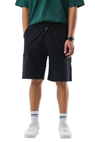 Image of SNITCH Men Casual Shorts | Regular Fit Above Knee Length Textured Design | Premium Nylon Blend & Medium Stretch Fabric for Streetwear & Summer Outings