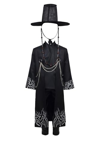Mens Boys Kpops Jinu Costume Black Sajaboy Jinu Cosplay Costumes Coat Shirt Pant Belt Hat Outfits Halloween Suit2